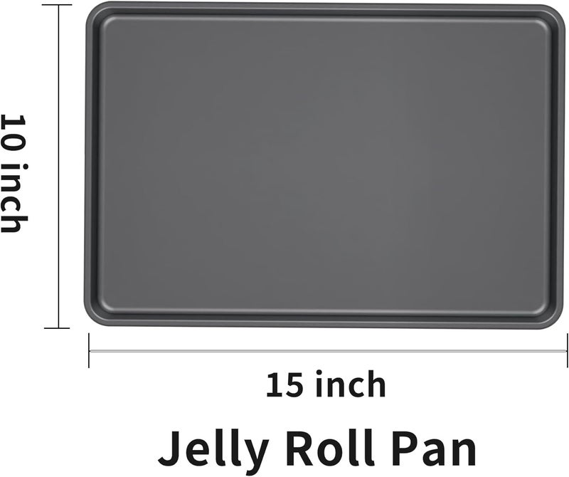 BLISI 15" x 10" Jelly Roll Pans (2 Pack), Nonstick Carbon Steel Baking Sheets for Cookies, Pastries, Brownies & Roasting, Heavy-Duty Bakeware Set - Image 2